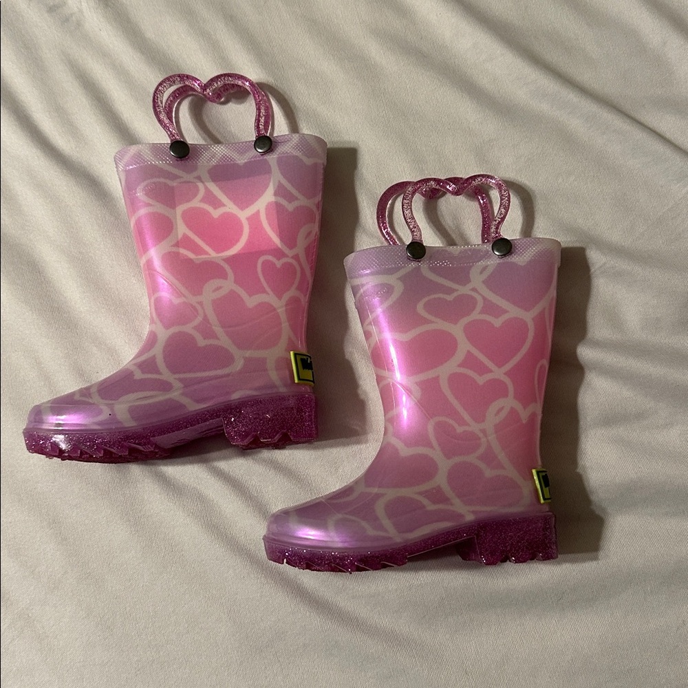 Western Chief Pink Heart Kids Rain Boots